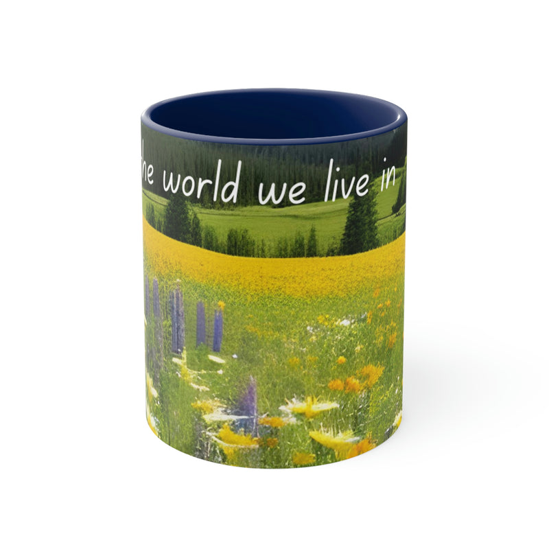 From our Wonderful World collection, this beautiful mug highlights a field of wildflowers and bright blue sky. Matching accent cushion also available.