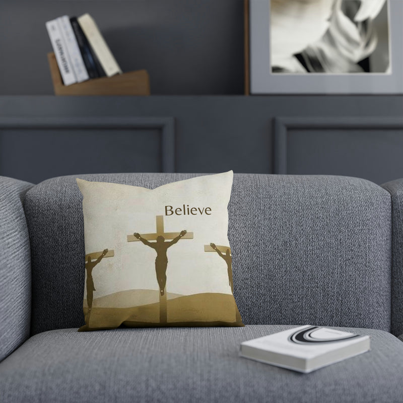 From our Faith Based collection of merchandise, this accent cushion is the perfect gift that special someone that believes in Christian values. Striking image of the crucifixion of Jesus.