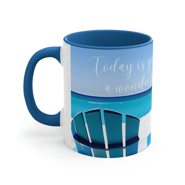 From our Wonderful World collection. This beautiful coffee mug is perfect for early mornings at your beach house, cabin, or favorite get away destination.