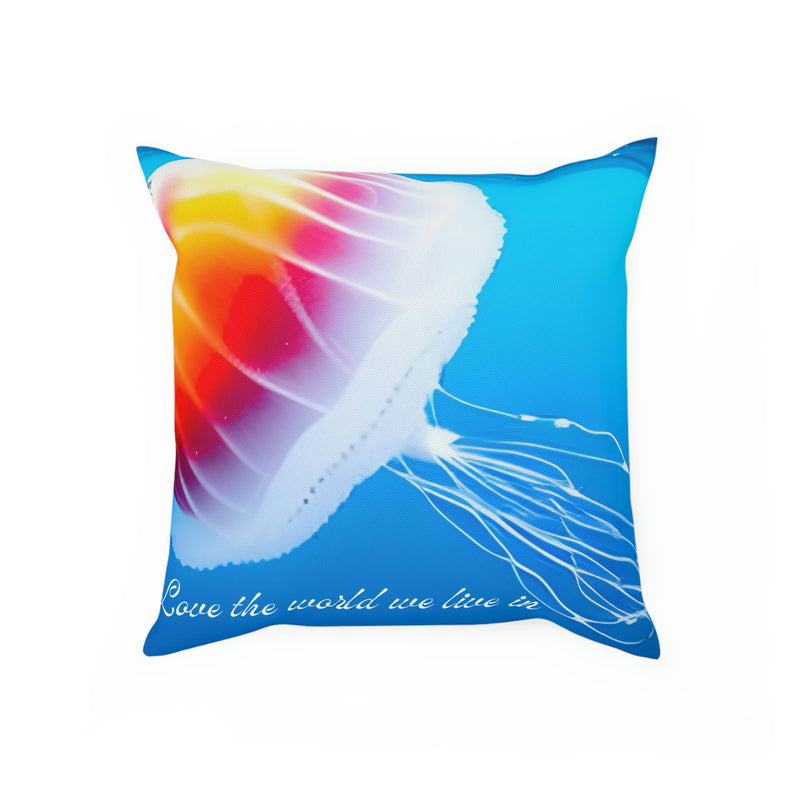 From our Wonderful World collection. This stunning accent cushion displays a colorful jellyfish floating underwater. Perfect for your beach house or rental property.