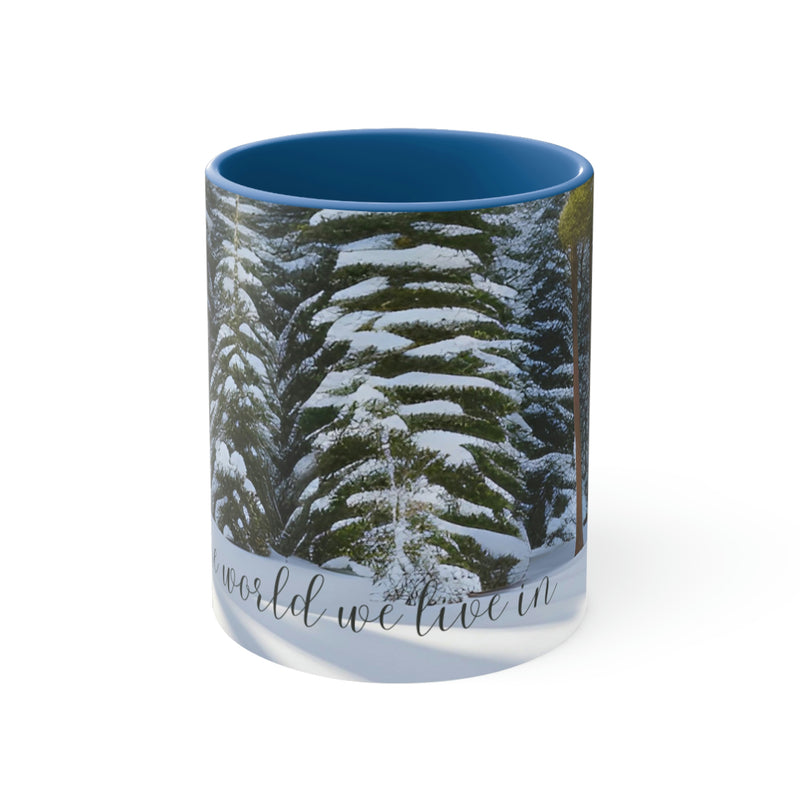 From our Wonderful World collection. Beautiful image of snowcapped pine trees with the gentle reminder to love the world we live in. Matching accent cushion also available.