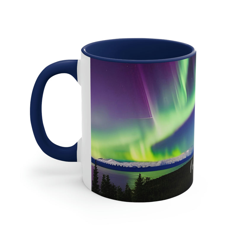 Beautiful coffee mug showing image of the northern lights with a gentle reminder to love the world we live in. Part of our Wonderful World collection.