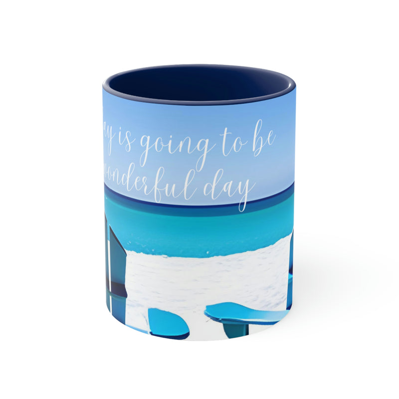 From our Wonderful World collection. This beautiful coffee mug is perfect for early mornings at your beach house, cabin, or favorite get away destination.