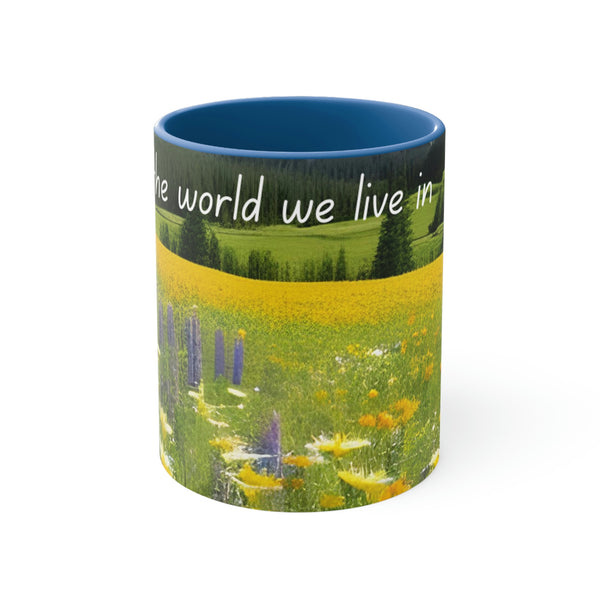 From our Wonderful World collection, this beautiful mug highlights a field of wildflowers and bright blue sky. Matching accent cushion also available.