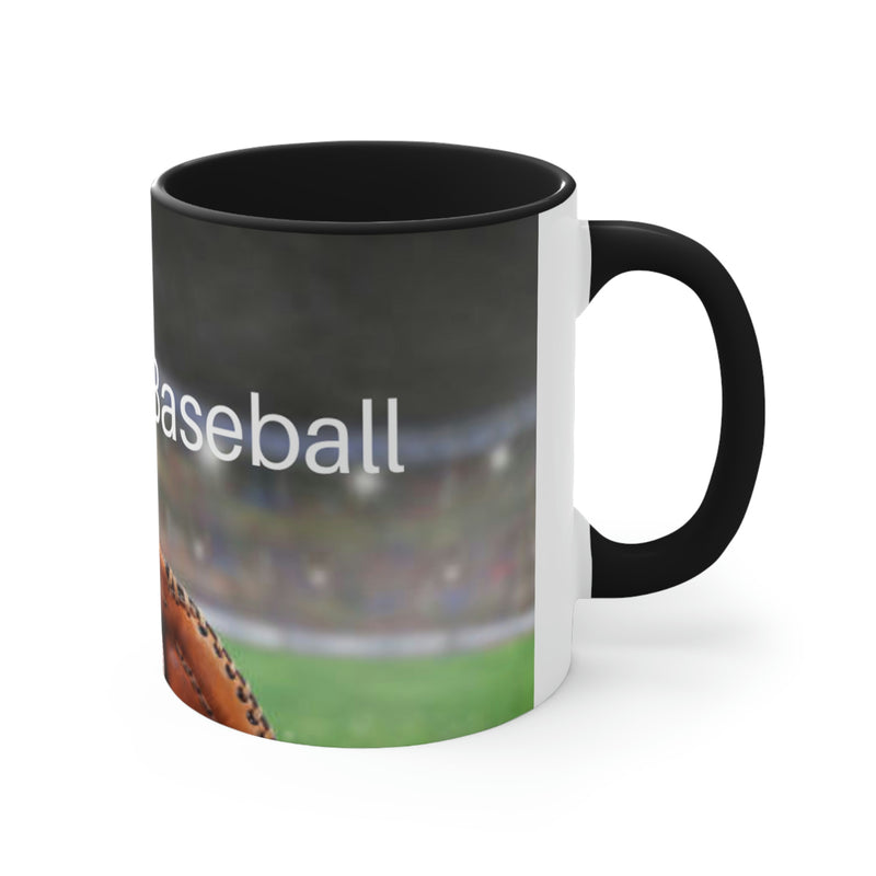 Perfect gift for that baseball mom or dad. Ball and glove lying on green grass with the simple phrase, let's play baseball.