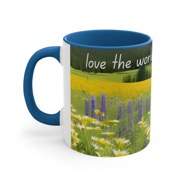 From our Wonderful World collection, this beautiful mug highlights a field of wildflowers and bright blue sky. Matching accent cushion also available.