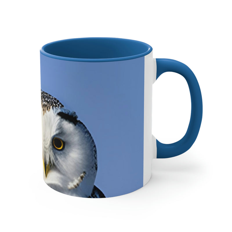 Our Wonderful World series of merchandise that celebrates the world we live in. Beautiful image of a white snow owl with bright blue sky background, and a gentle reminder to love the world we live in.