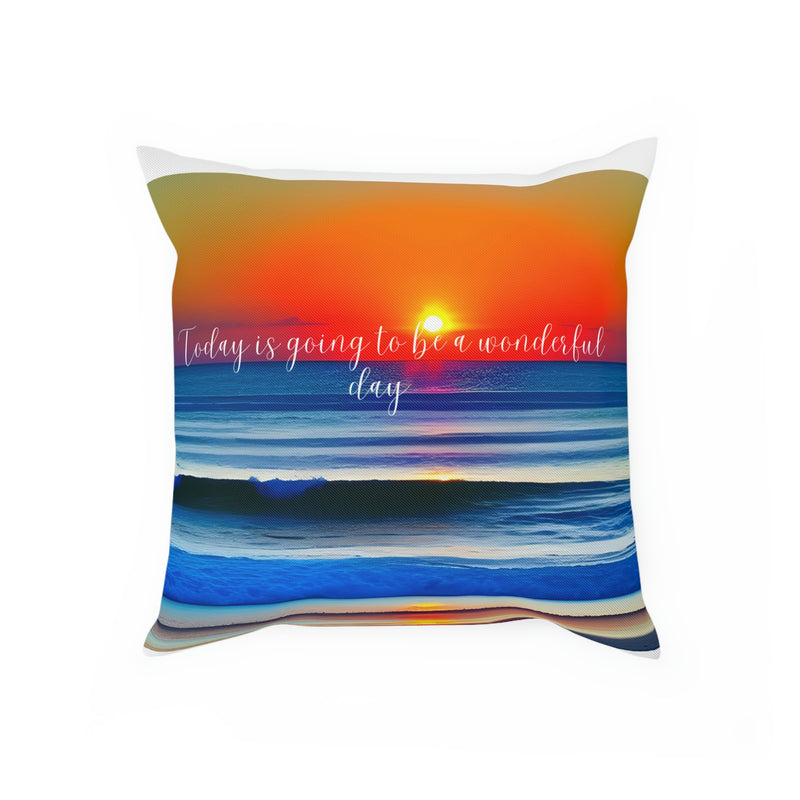 From our Sand and Sun collection. This beautiful accent cushion is perfect for any room at your beach house, vacation home, rental property or cabin. The glow of the sunset glistening on the water will warm up any room.