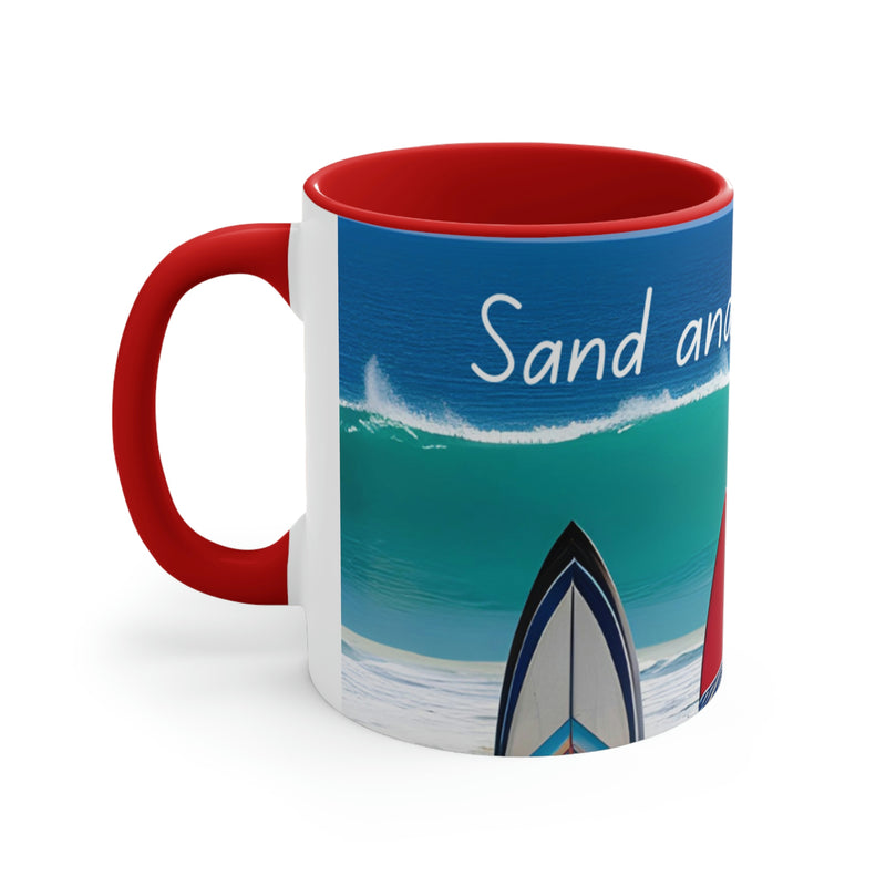 From our Sand and Sun collection of merchandise. A Perfect coffee mug for the mornings at the beach house, vacation rental or rental property.